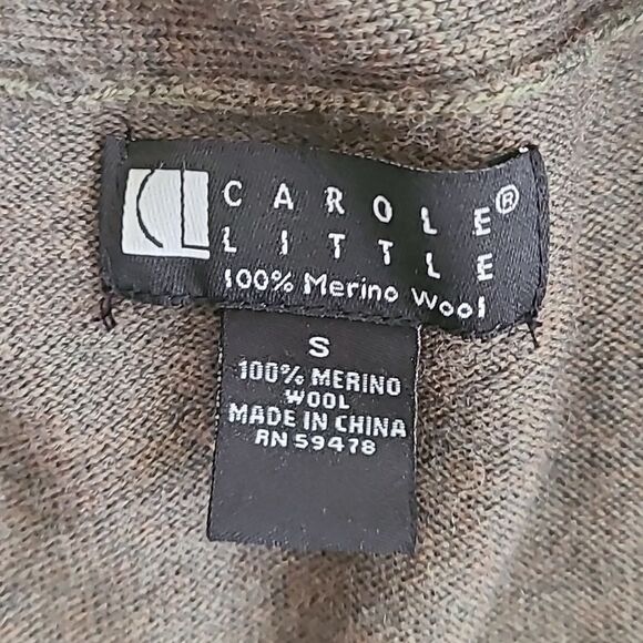 Carole Little Green Cowl Neck Sweater Merino Wool Soft Knot Long Sleeve Small - Picture 2 of 5